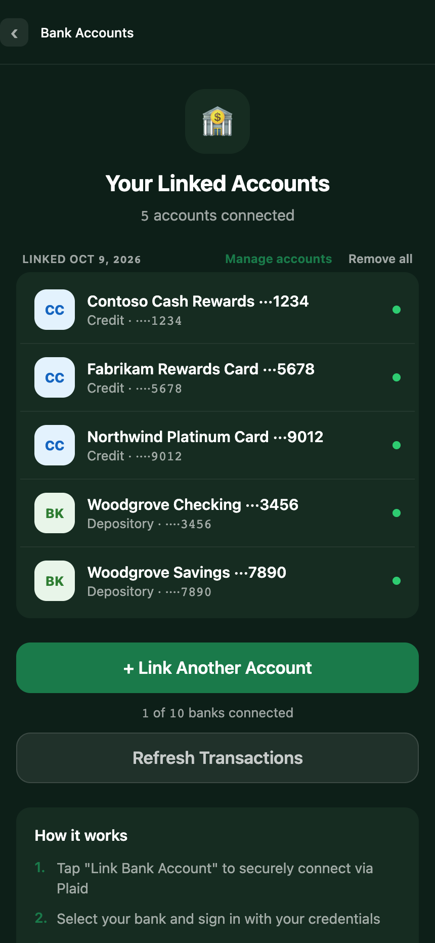 Linked accounts